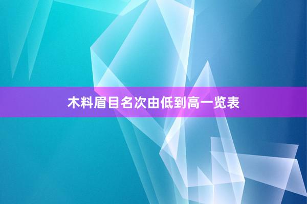 木料眉目名次由低到高一览表